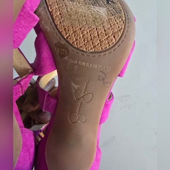 Jessica Simpson High Heels Women Sz 7M Purple Rayomi Zipper Logo 4inches… - Picture 10 of 13